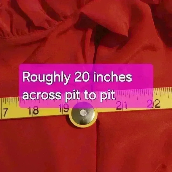 NWT Chelsea and Walker Slimane 100% Silk Ruffle Blouse Chinese Red Size 10 - Picture 13 of 14